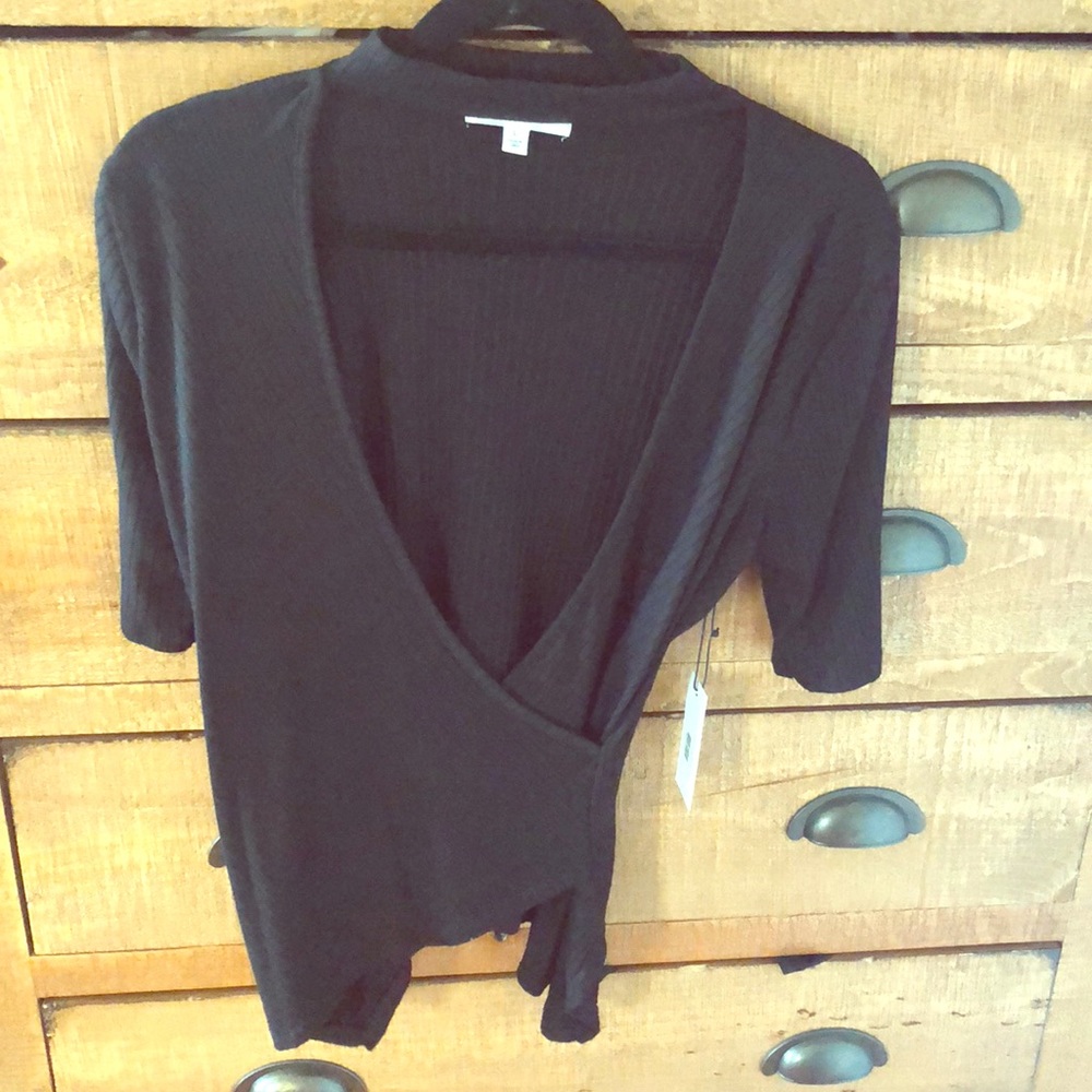 Black asymmetrical choker top